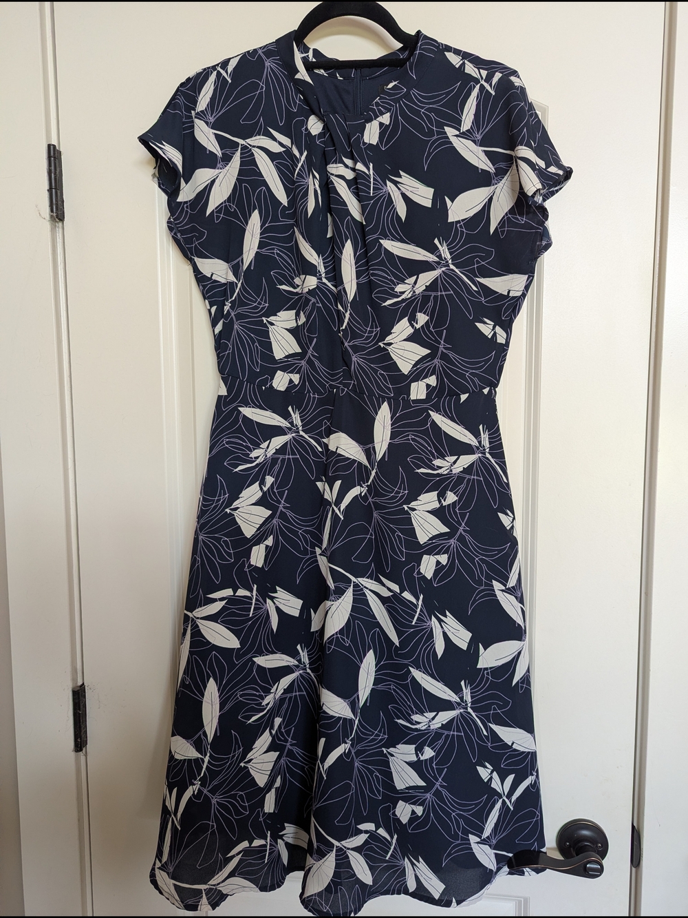 Banana Republic Navy and White Floral Midi Dress